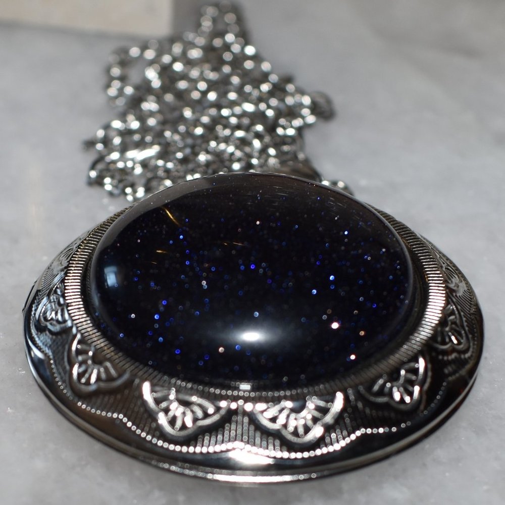 Blue Sandstone Locket Necklace